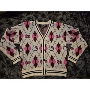 Hello Kitty - Forever 21 X  ARGYLE CARDIGAN Sweater Kids Size 11/12